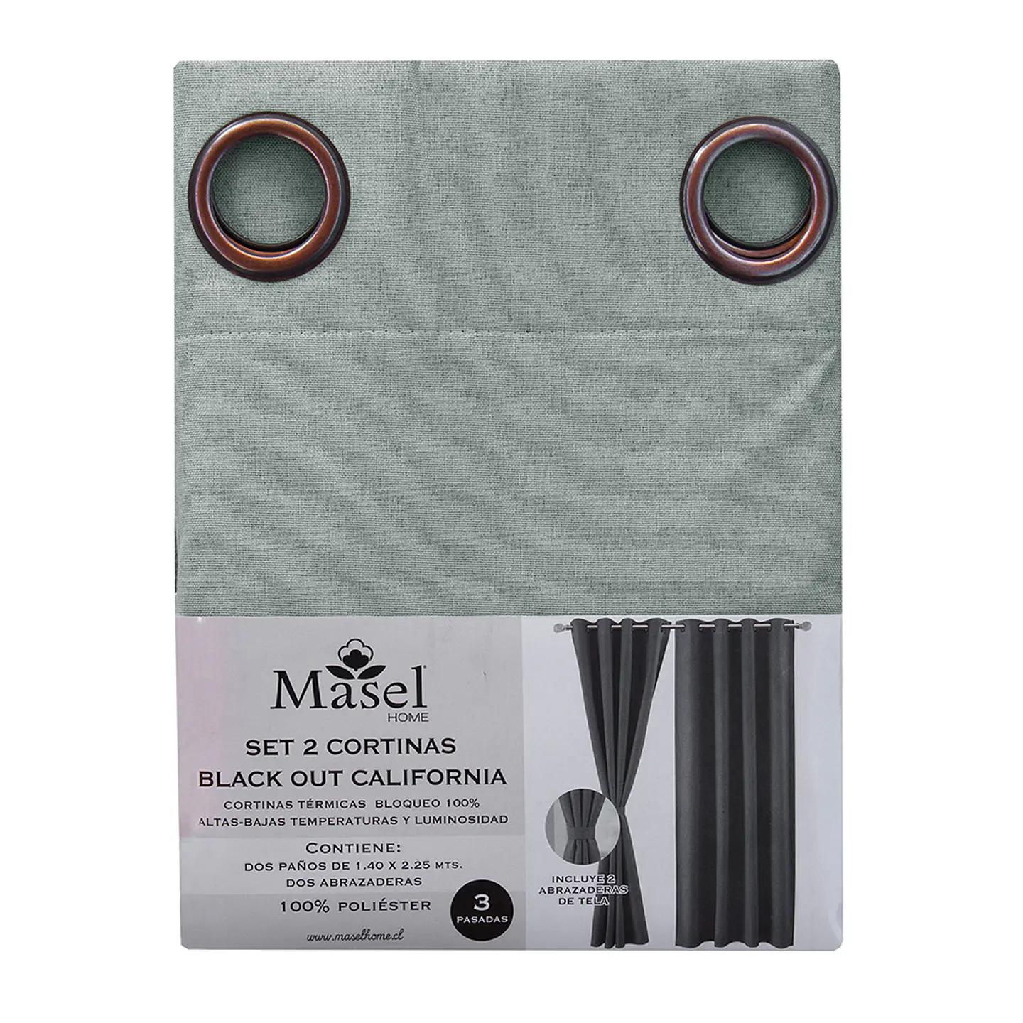Set 2 Cortinas Black Out California Verde Agua 4