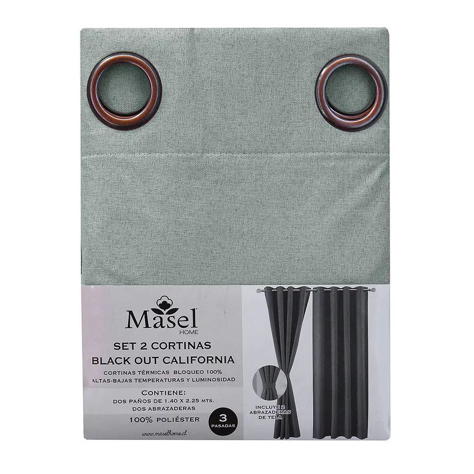 Set 2 Cortinas Black Out California Verde Agua 4