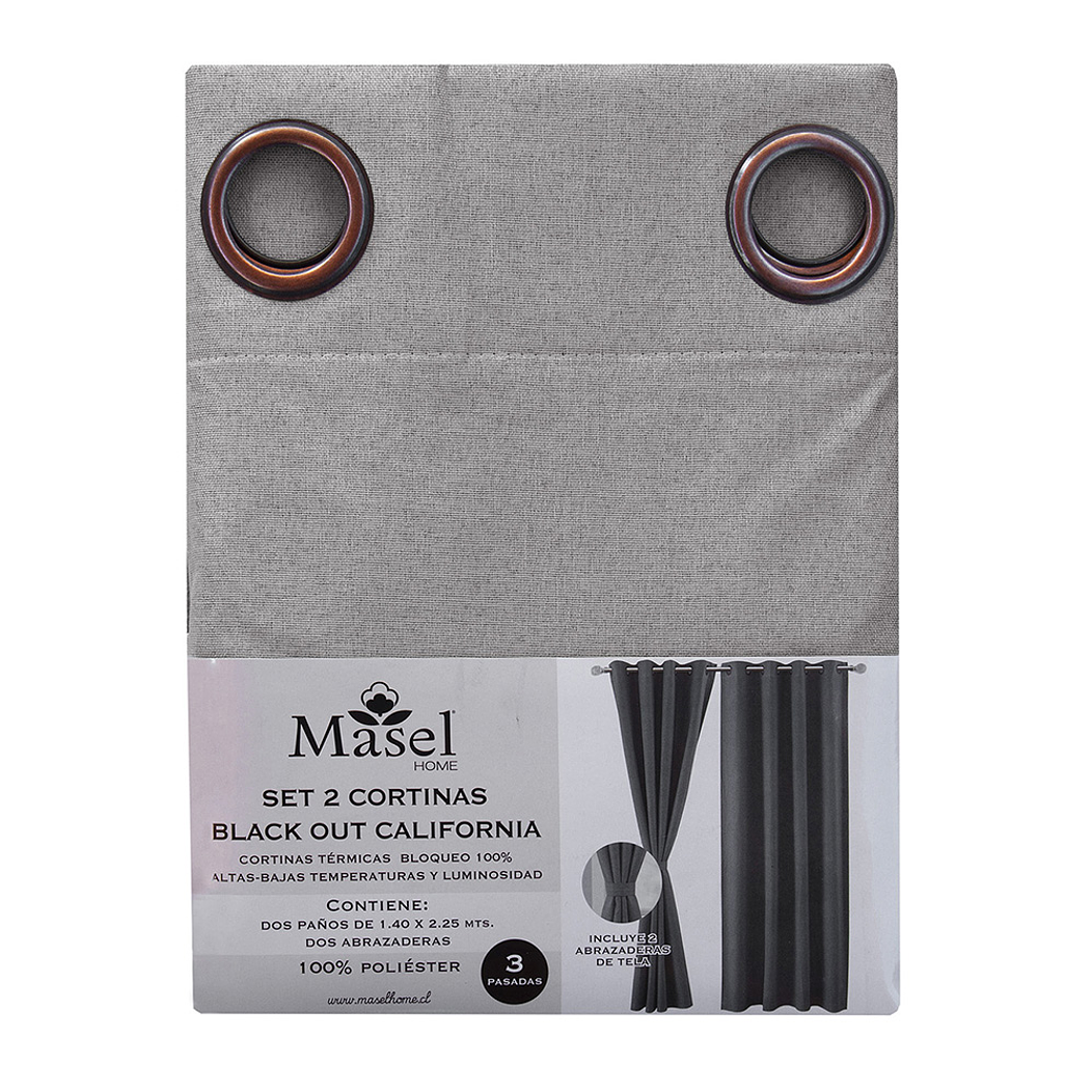 Set 2 Cortinas Black Out California Gris claro 3