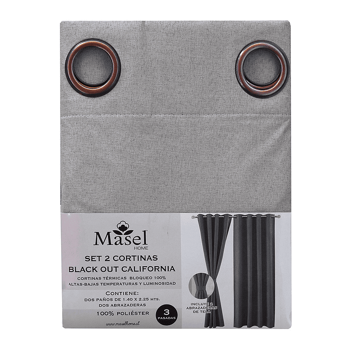 Set 2 Cortinas Black Out California Gris claro 3