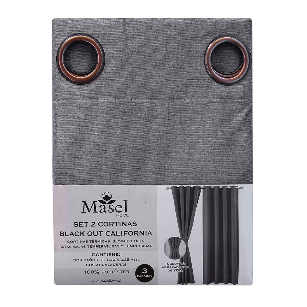 Set 2 Cortinas Black Out California Gris 4