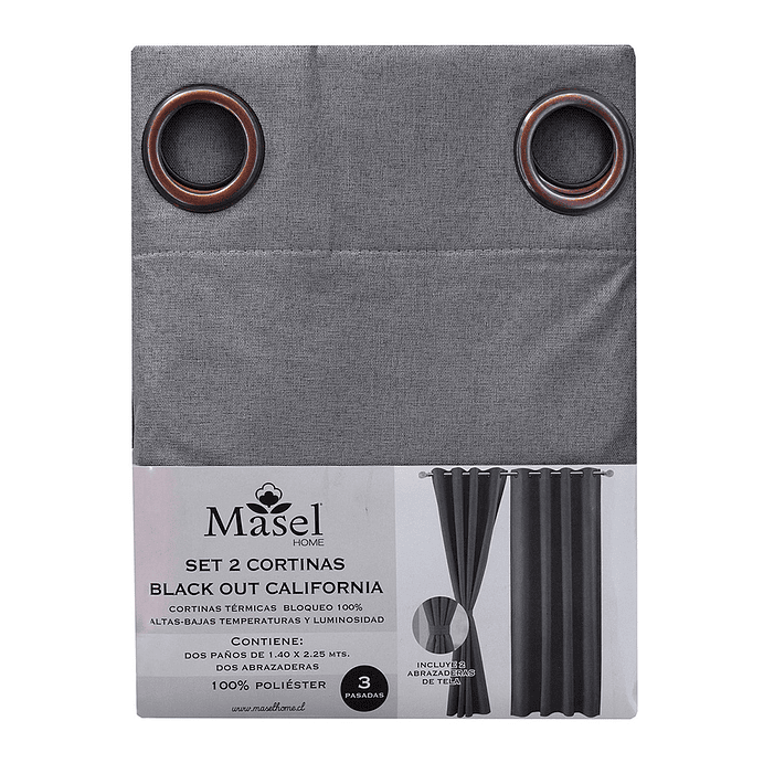 Set 2 Cortinas Black Out California Gris 4