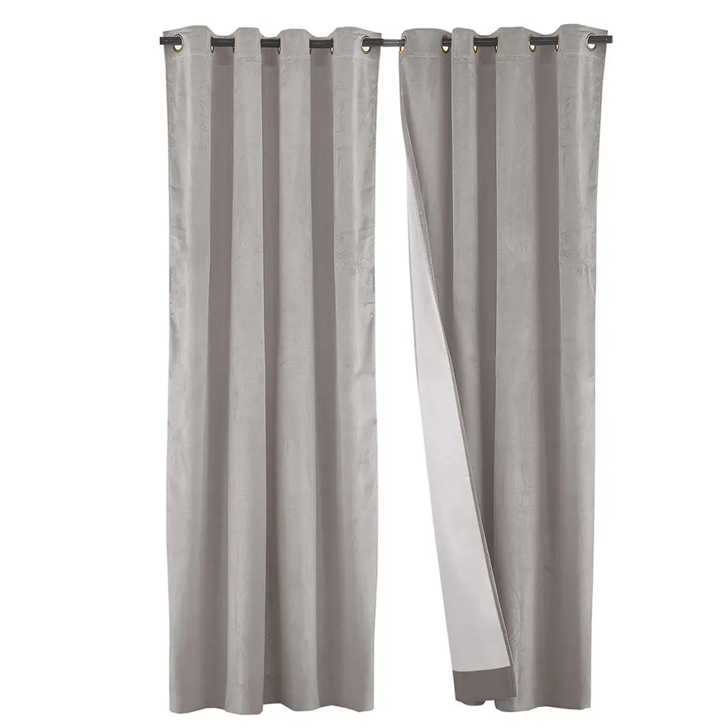 SET 2 CORTINAS   NEW VELVET BEIGE C/ ABRAZADERAS  1
