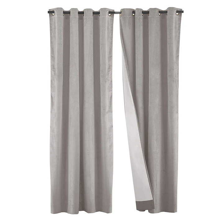SET 2 CORTINAS   NEW VELVET BEIGE C/ ABRAZADERAS  1