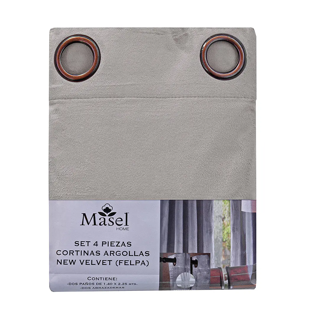 SET 2 CORTINAS   NEW VELVET BEIGE C/ ABRAZADERAS  4