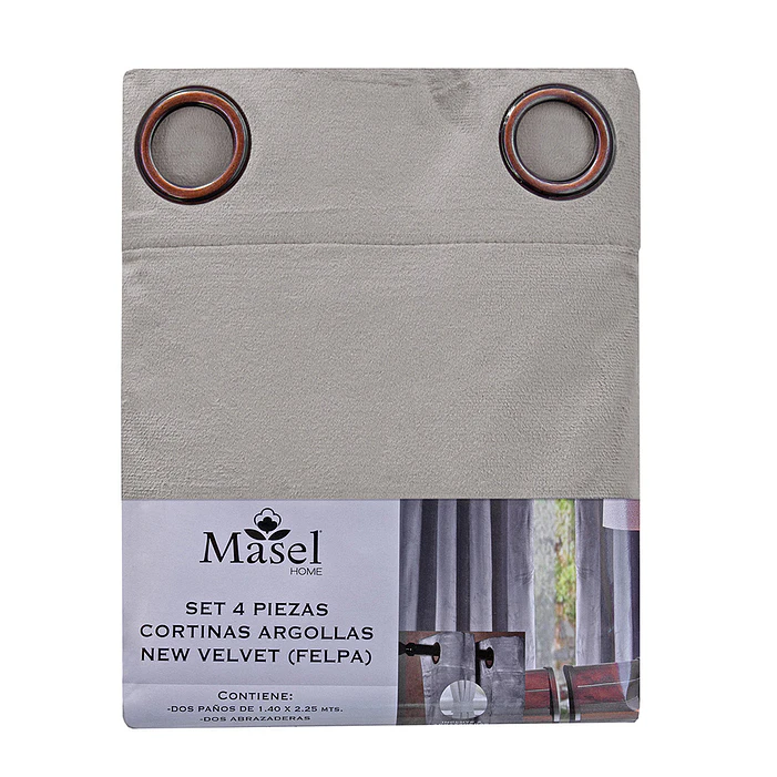 SET 2 CORTINAS   NEW VELVET BEIGE C/ ABRAZADERAS  4