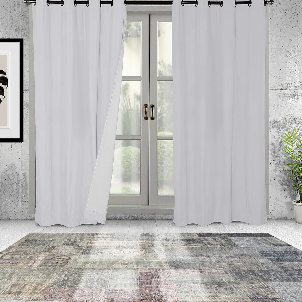 Set 2  Cortinas Black Out Microfibra Blanco 2