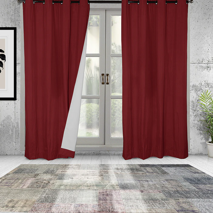 Set 2  Cortinas Black Out Microfibra Rojo 2