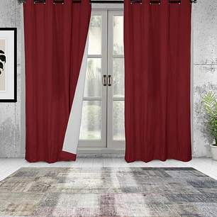 Set 2  Cortinas Black Out Microfibra Rojo