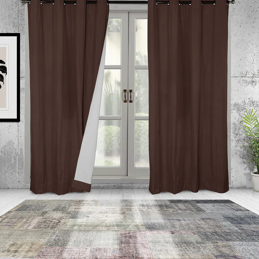 Set  2 Cortinas  Black Out Microfibra Chocolate 2