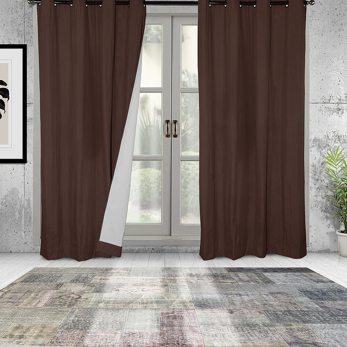 Set  2 Cortinas  Black Out Microfibra Chocolate 2