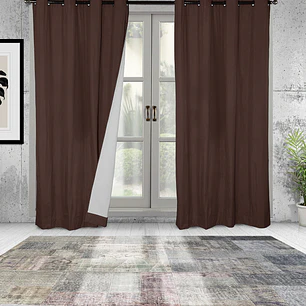 Set  2 Cortinas  Black Out Microfibra Chocolate