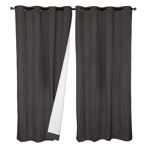 Set  2 Cortinas Black Out Microfibra Gris Oscuro