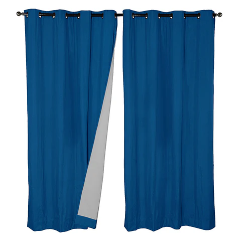 Set 2 Cortinas Black Out Microfibra Azul 140x225