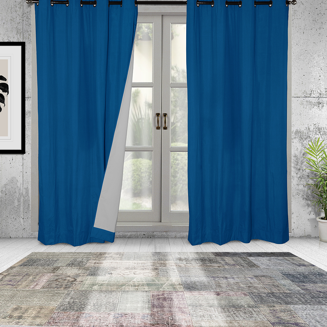 Set 2 Cortinas Black Out Microfibra Azul 140x225 2