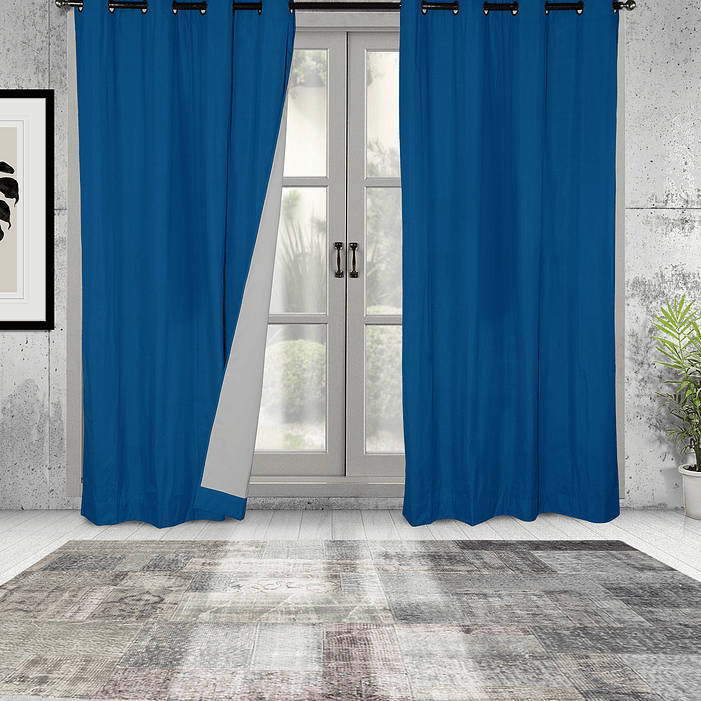 Set 2 Cortinas Black Out Microfibra Azul 140x225 2