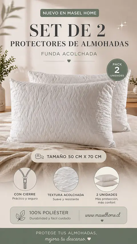 Set 2  Fundas Protectoras de almohadas 50x70
