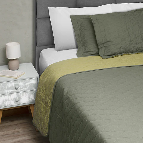 Quilt Bicolor Masel 1.5 plazas Olive- Pistacho