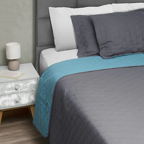 Quilt Bicolor Masel 1.5 plazas Gris-Turquesa