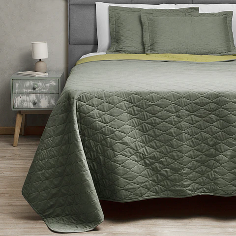 Quilt Bicolor Masel 2 plazas Olive- Pistacho