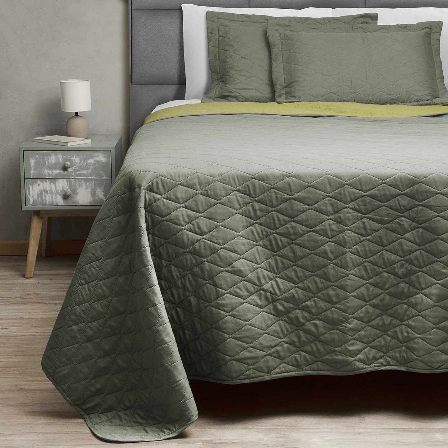 Quilt Bicolor Masel 2 plazas Olive- Pistacho 1