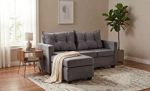 Seccional Intercambiamble Hamburgo Felpa Gris  Oscuro 170x130x83
