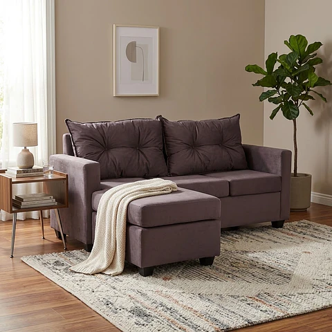 Seccional Intercambiable Hamburgo Felpa Chocolate   170x130x83