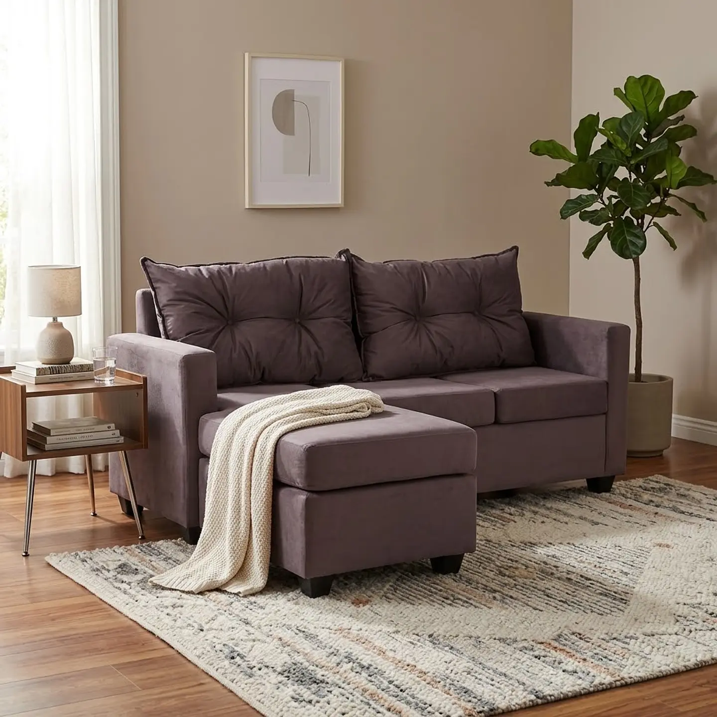 Seccional Intercambiable Hamburgo Felpa Chocolate   170x130x83 1