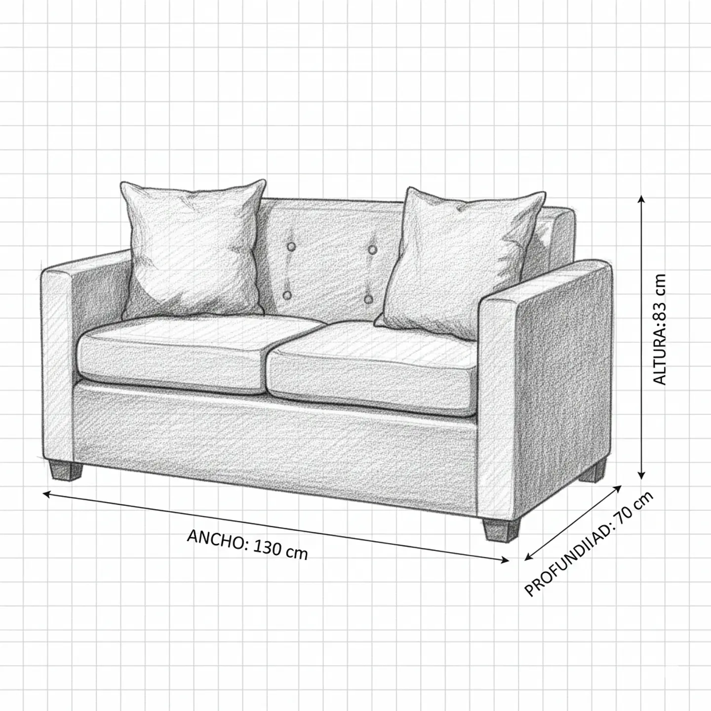 Sofá 2c Hamburgo Felpa Gris - 130x70x83 4