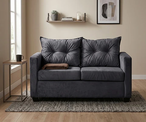 Sofá 2c Hamburgo Felpa Gris Oscuro- 130x70x83