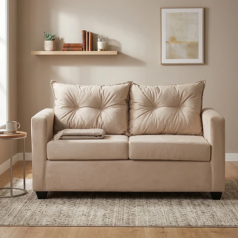 Sofá 2c Hamburgo Felpa  Beige- 130x70x83