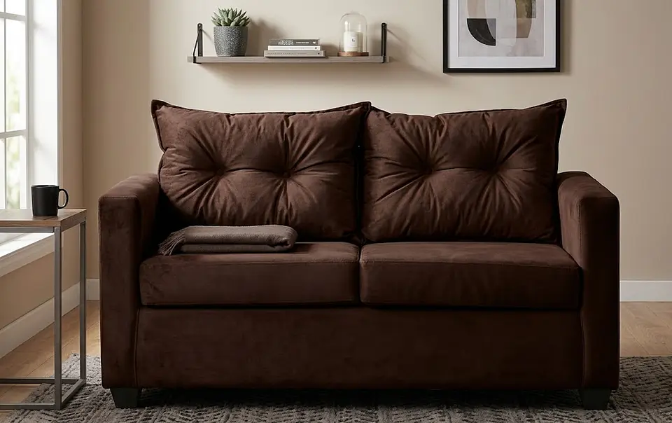 Sofá 2c Hamburgo Felpa  Chocolate - 130x70x83 1