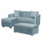 Set Seccional Gramado Felpa Turquesa + Banqueta baul felpa Turquesa - Miniatura 2