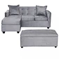Set Seccional Gramado Felpa Gris + Banqueta Baúl felpa Gris - Miniatura 1