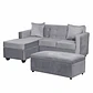 Set Seccional Gramado Felpa Gris + Banqueta Baúl felpa Gris - Miniatura 2