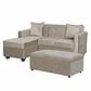 Set Seccional Gramado Felpa Beige + Banqueta baul felpa Beige - Miniatura 2