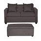 Set Sofa 2c Gramado Felpa Chocolate + Banqueta Baul Felpa Chocolate - Miniatura 1
