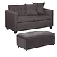 Set Sofa 2c Gramado Felpa Chocolate + Banqueta Baul Felpa Chocolate - Miniatura 2