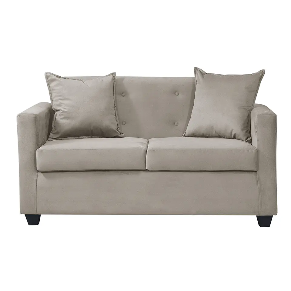Set Sofa 2c Gramado Felpa Beige + Banqueta Baul Felpa Beige 3