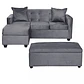 Set Seccional Gramado Felpa Dark Grey + Banqueta baul felpa Dark Grey - Miniatura 1