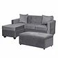 Set Seccional Gramado Felpa Dark Grey + Banqueta baul felpa Dark Grey - Miniatura 2