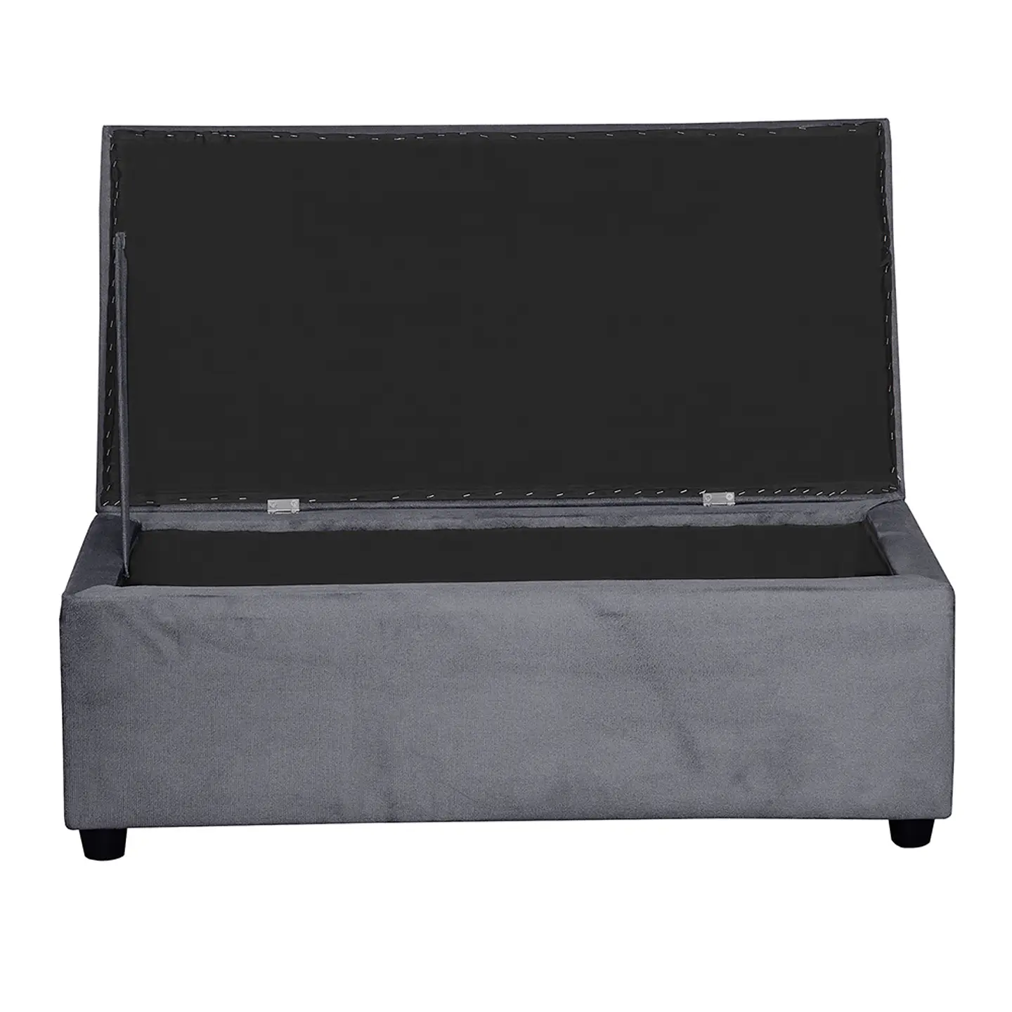 Set Seccional Gramado Felpa Dark Grey + Banqueta baul felpa Dark Grey 4