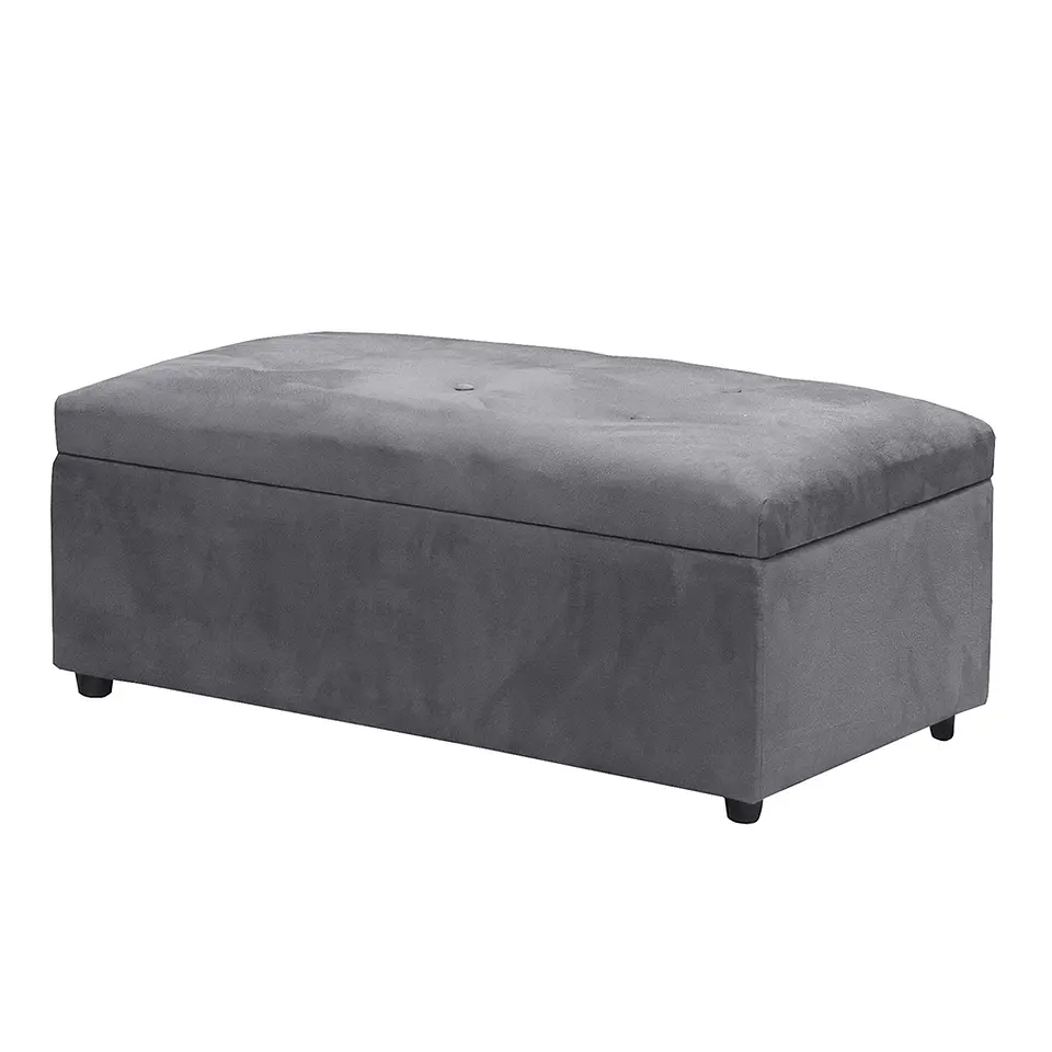 Set Seccional Gramado Felpa Dark Grey + Banqueta baul felpa Dark Grey 5