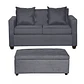 Set Sofa 2c Gramado Felpa Dark Grey + Banqueta Baul Felpa Dark Grey - Miniatura 1