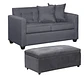 Set Sofa 2c Gramado Felpa Dark Grey + Banqueta Baul Felpa Dark Grey - Miniatura 2