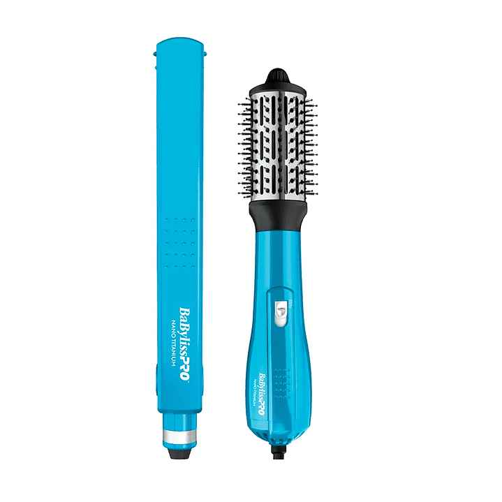 Kit Plancha Nano Titanium Ionica 32mm Cepillo Secador 64mm BabylissS. 2