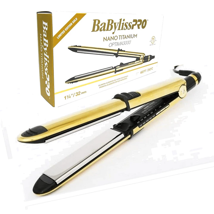 Babyliss Pro Plancha De Pelo Gold Profesional Optima 3000 Color Negro 1