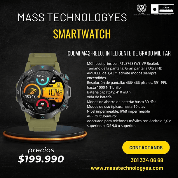 COLMI M42-Reloj inteligente de grado militar 4