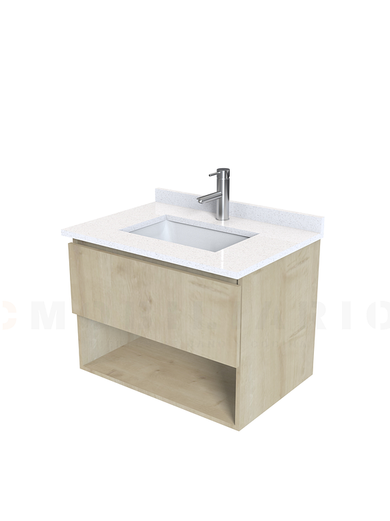Mueble Vanitorio aereo de 70cm M1-738-A con cubierta de cuarzo / Rustico 1