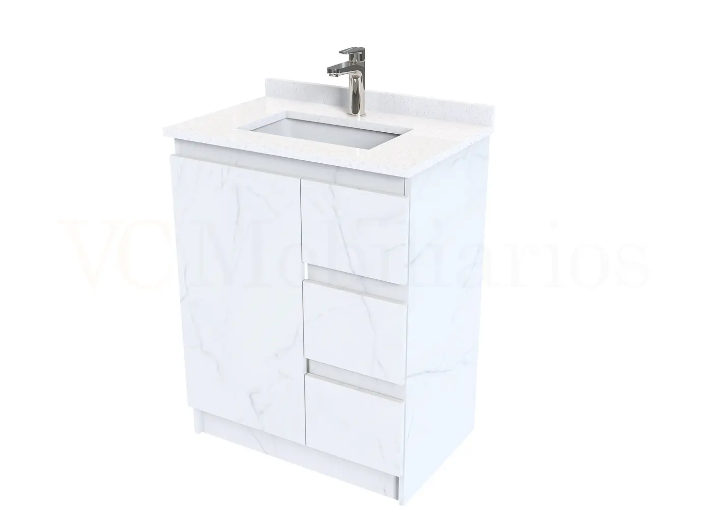 Mueble vanitorio al piso de 70 cm con cubierta de cuarzo M2-738 / Marmara 1